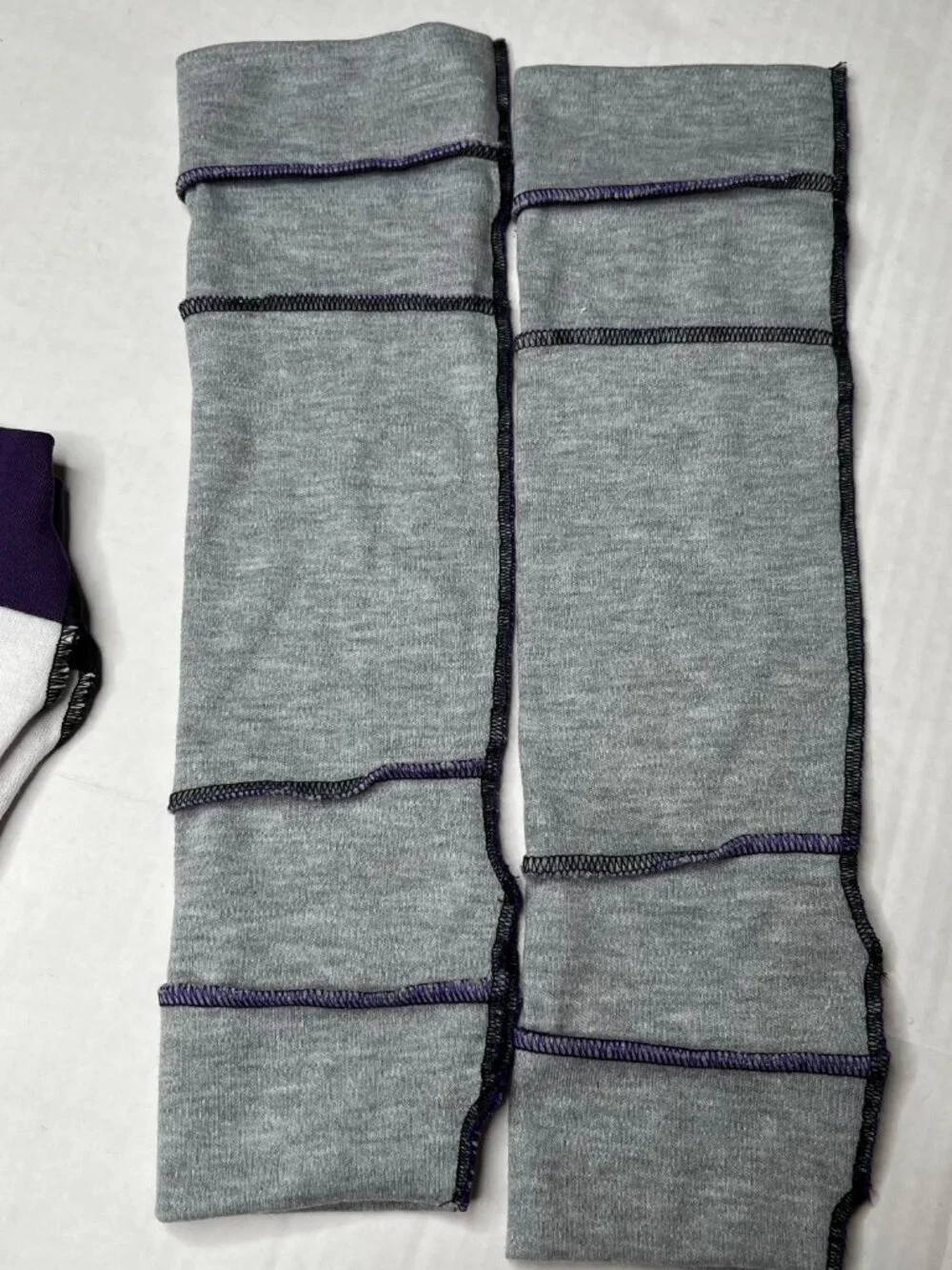 BUNDLE DEAL! Long Arm Warmers Purple White Gray Striped Sleeves Elbow Length NEW